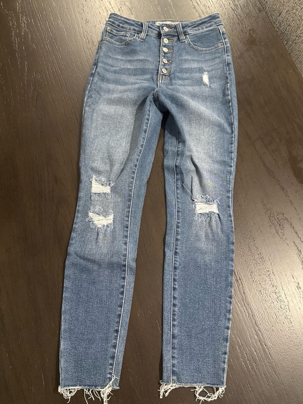 KanCan Women's Distressed Skinny Jeans in Light Blue